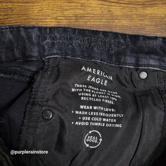 American Eagle Jeans 4 R Curvy Super High Rise Baggy Straight Strigid Denim - Picture 5 of 13